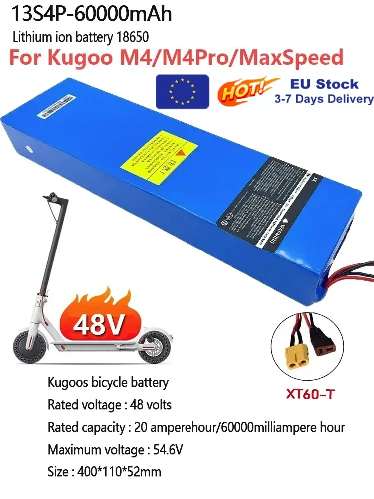 per batteria al litio Kugoo M4/M4 Pro/Max Speed 48V 60000mAh 15Ah 13S4P 18650 con BMS adatto