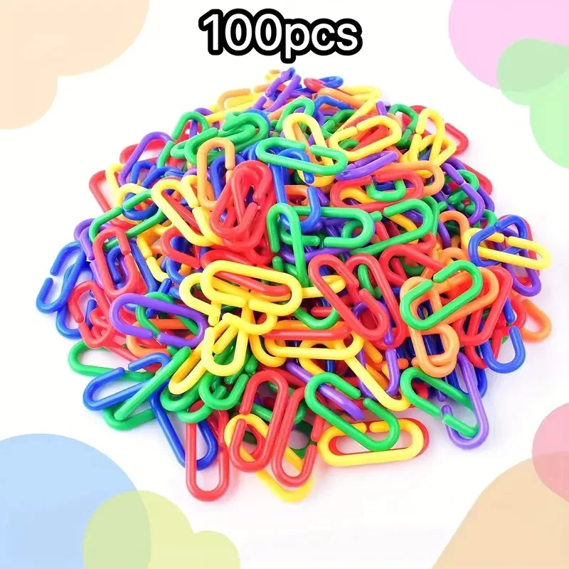 100PCS  C- shaped Hook Rainbow Bridge Parrot Toy Plastic Chain Honey Bag Flying Squirrel Parrot Toy Bird Toys