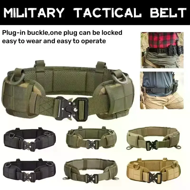 1/2Pcs Adjustable Nylon Eva Padded Belt Kit Tactical Belt Set Quick Release Metal Buckle Military Belt For Outdoor Training