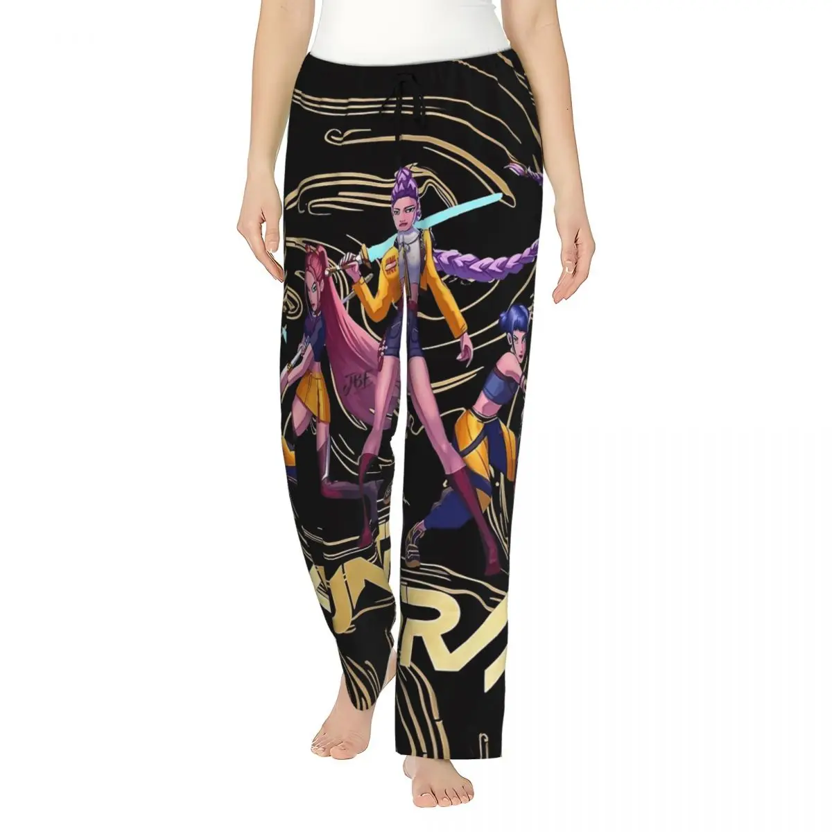 

Huntrix Girls Kpop Demon Hunters Golden Flow Pajama Pants Autumn Loose Retro Sleep Sleepwear Bottoms Woman Soft Comfy Home Pants