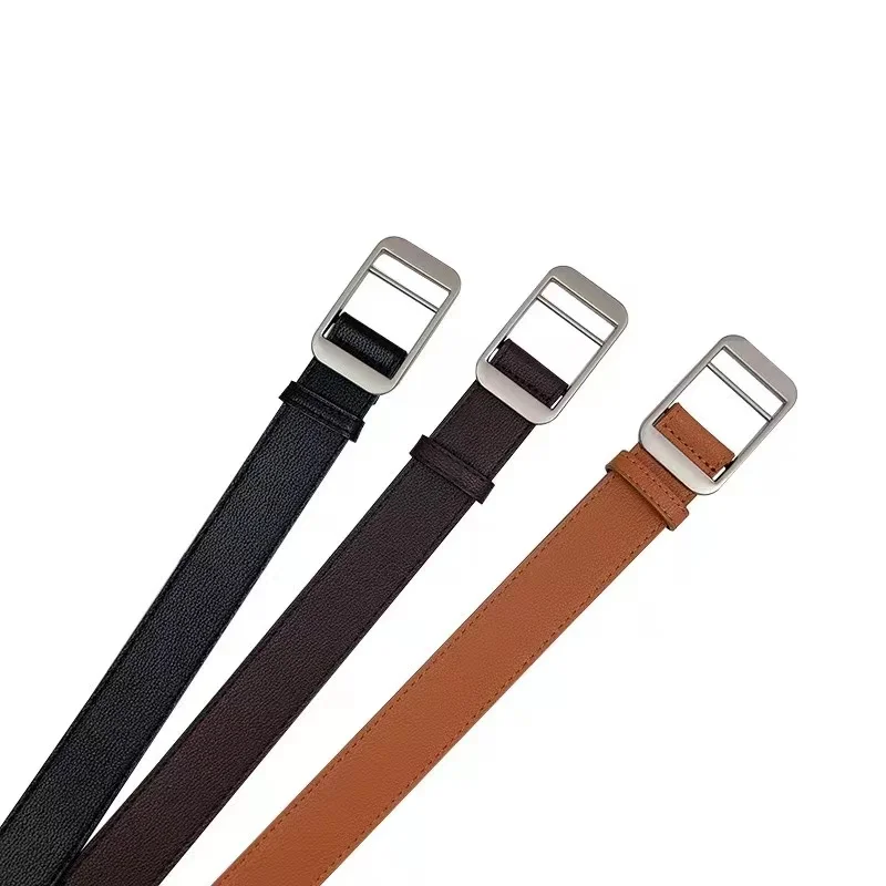 Женский ремень, летние брюки с украшением, рубашки, джинсы, простой и универсальный, студенческий черный неперфорированный ремень