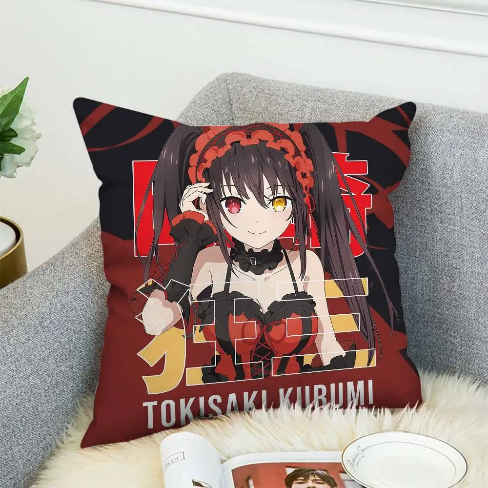 

AnimeTokisaki Kurumi Pillow Case Double-Sided Printing Cushion Cover 45x45 Decorative Cushions Sofa Home Decor Soft Pillowcase