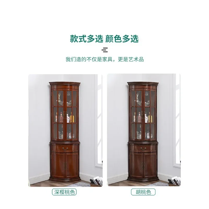 American solid wood corner cabinet European corner living room corner wine triangle