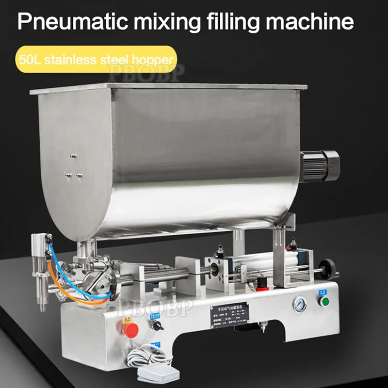 PBOBP Fully Automatic Horizontal Pneumatic Mixed Sauce Filling Machine Mixing Device Commercial Liquid Packaging Machine