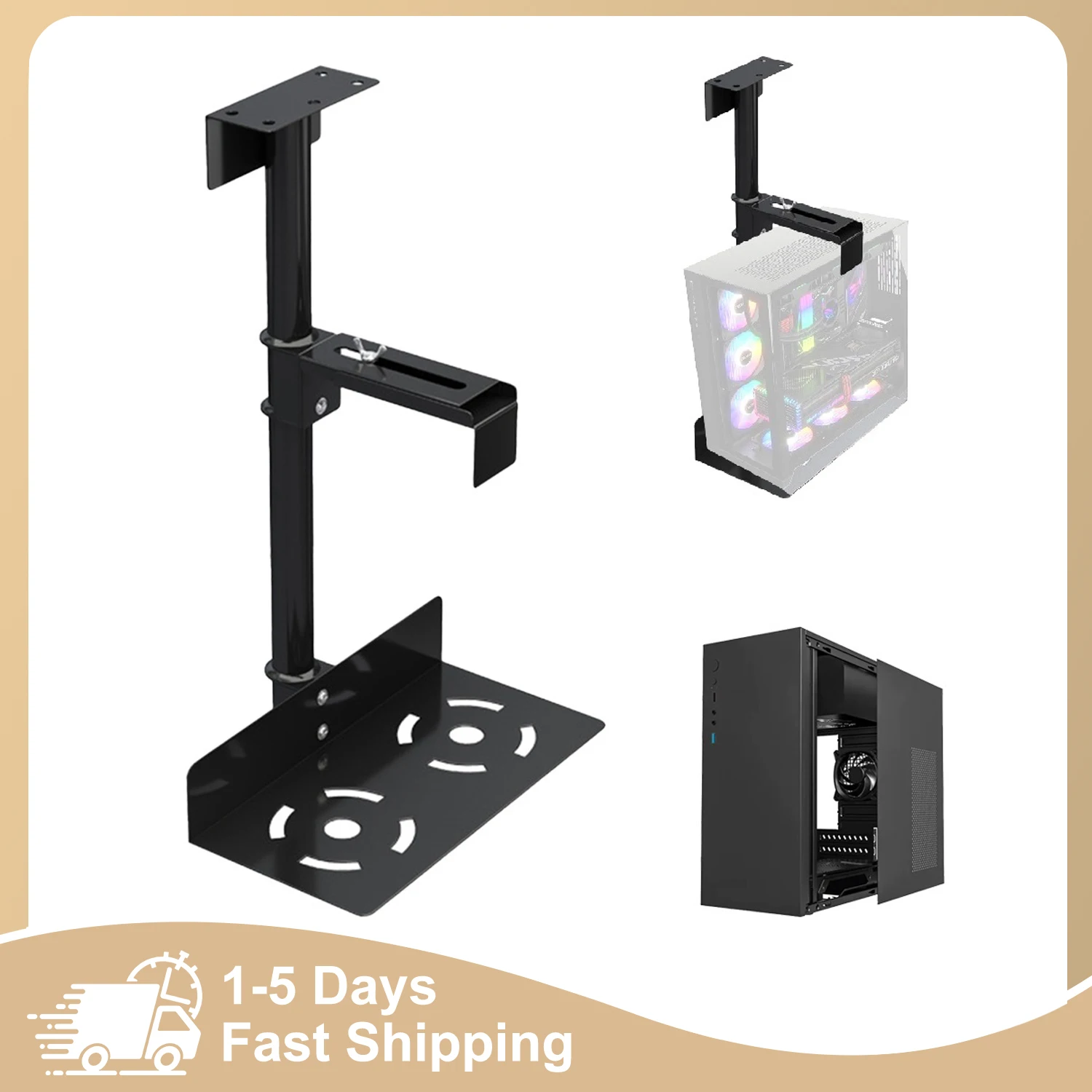 Support pour processeur d'ordinateur CP-02, support universel pour boîtier PC de 25 kg sous le bureau, support de montage mural réglable en hauteur po