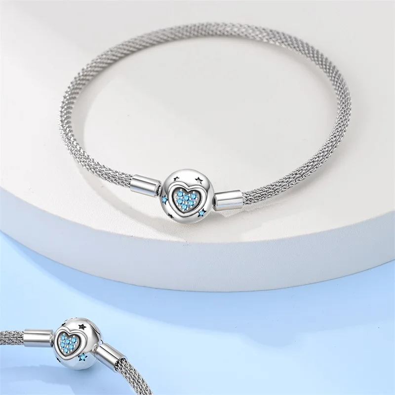 Original 17-20CM Silver 925 Bracelets Star Moon Starry Trajectory Cat Claw Love Zircon Bracelets Fit DIY Charms Birthday Jewelry