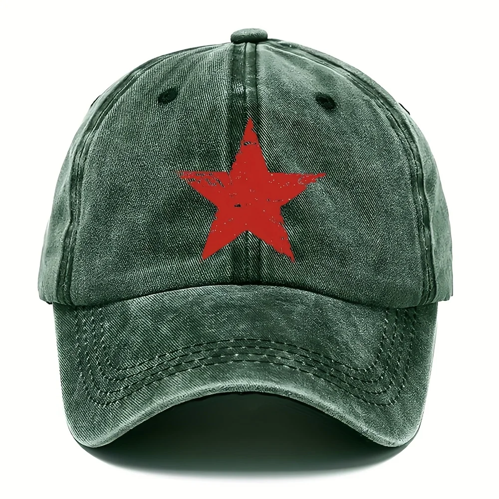 1pc Five-pointed Star Hat, Fashion Printed Baseball Hat, DAD Hat, Adjustable Style Hat, Breathable Baseball Hats, Suitable for V