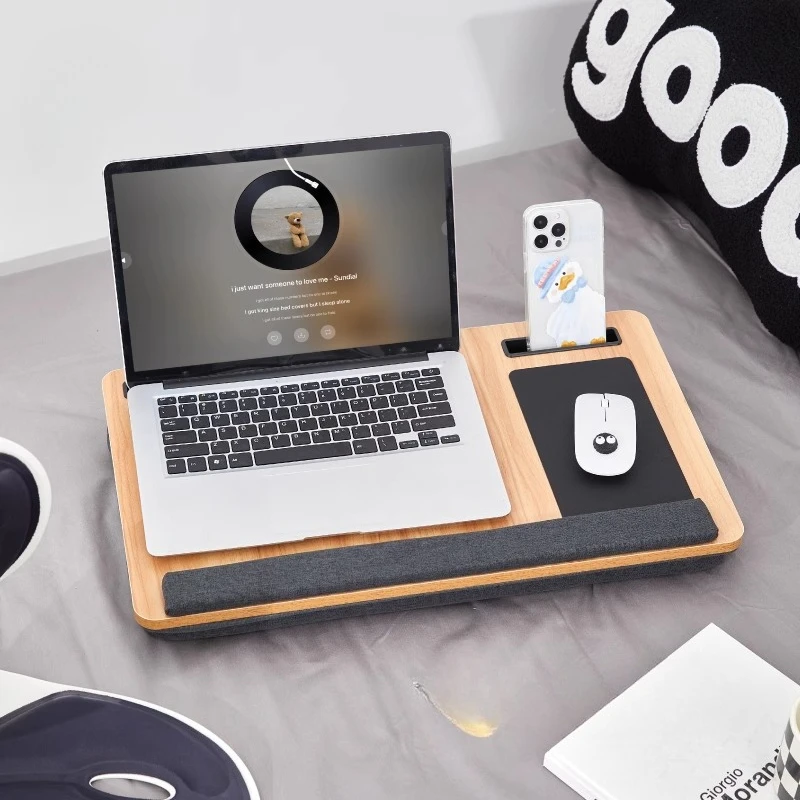 

Student Laptop Desk Portable Anti-Slip Study Table Simple Bedroom Tatami Knee Table with Phone Card Slot Office Computer Desk