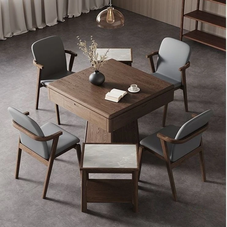 Chinese solid wood mahjong machine household multi-functional mahjong table dining table dual-purpose integration