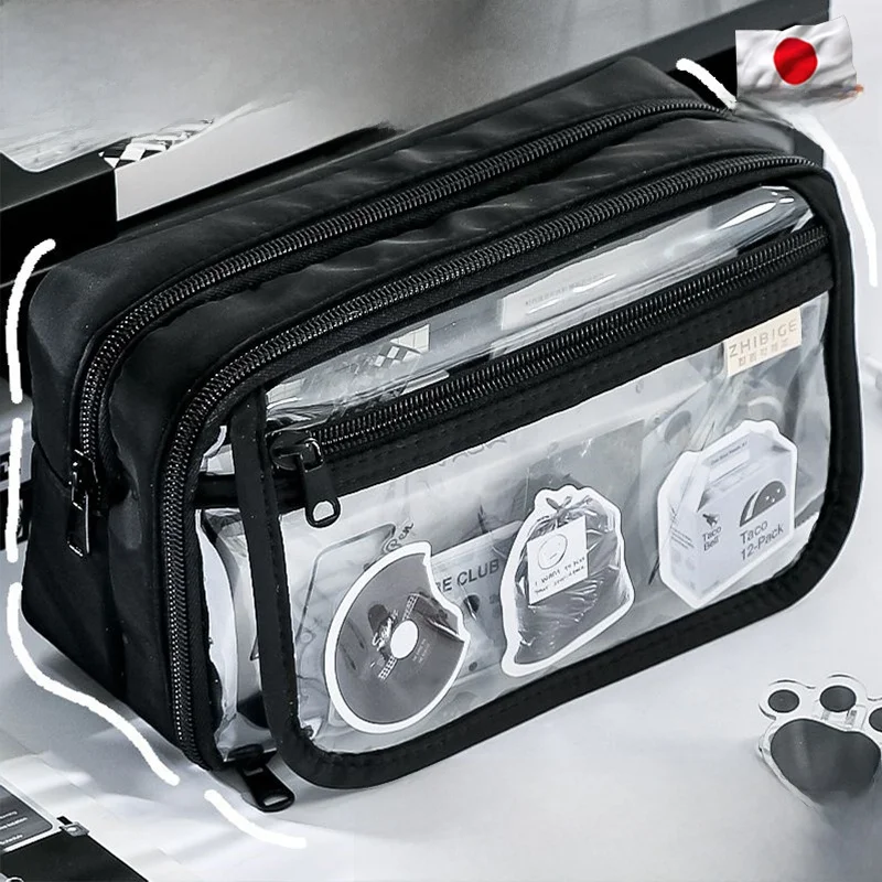 large-capacity-transparent-pencil-case-2025-new-style-for-junior-high-school-boys-and-girls-simple-black-high-aesthetic-value