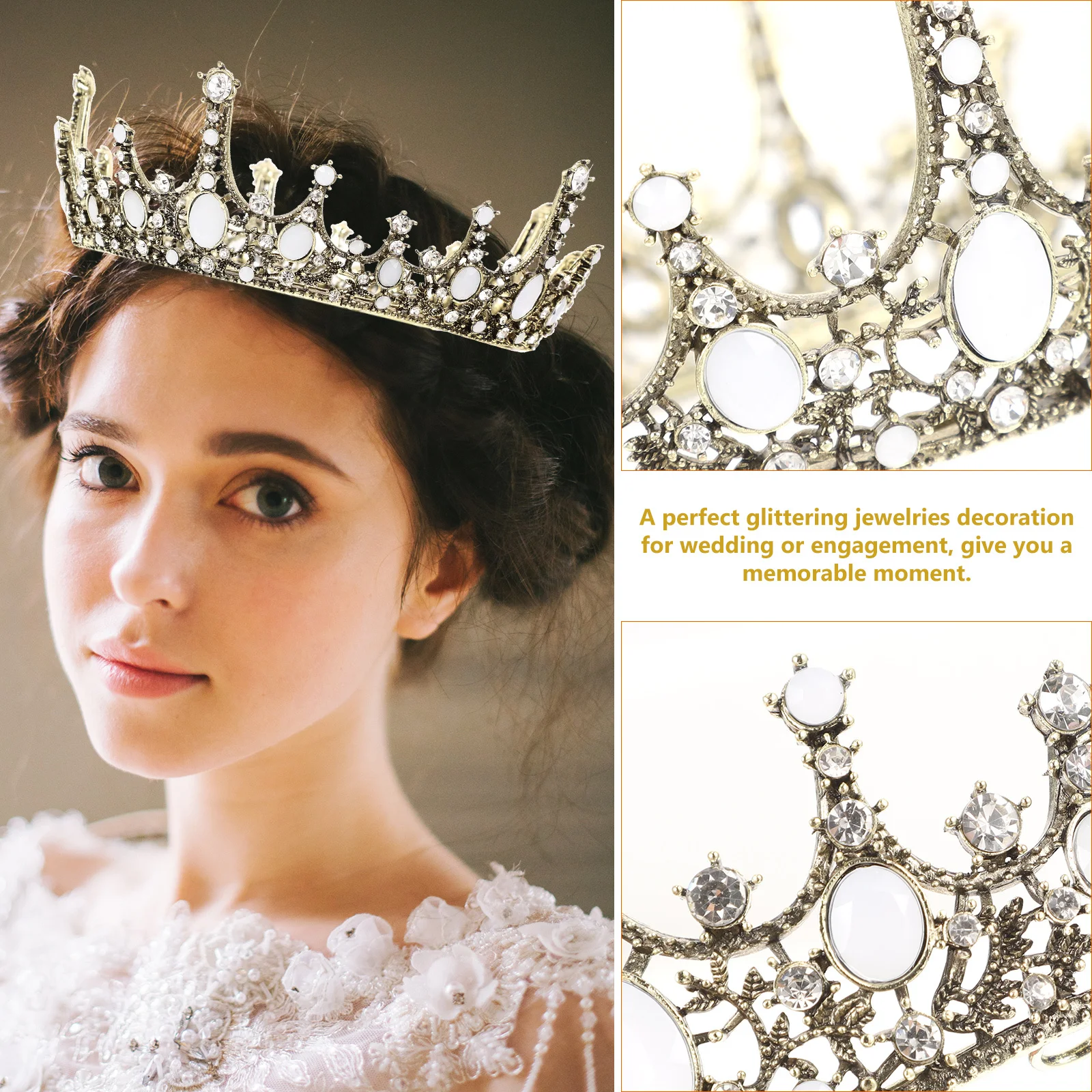 

Bridal Tiara Crown Elegant European Style Retro Baroque Wedding Hair Accessory Crystal Bridal Tiara for Women Wedding Party