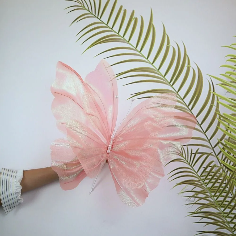 50cm Silk Yarn Artificial Butterfly Mariage Decor Wedding Party Outdoor Holiday Decoration Display Giant Gauze Fake Butterfly