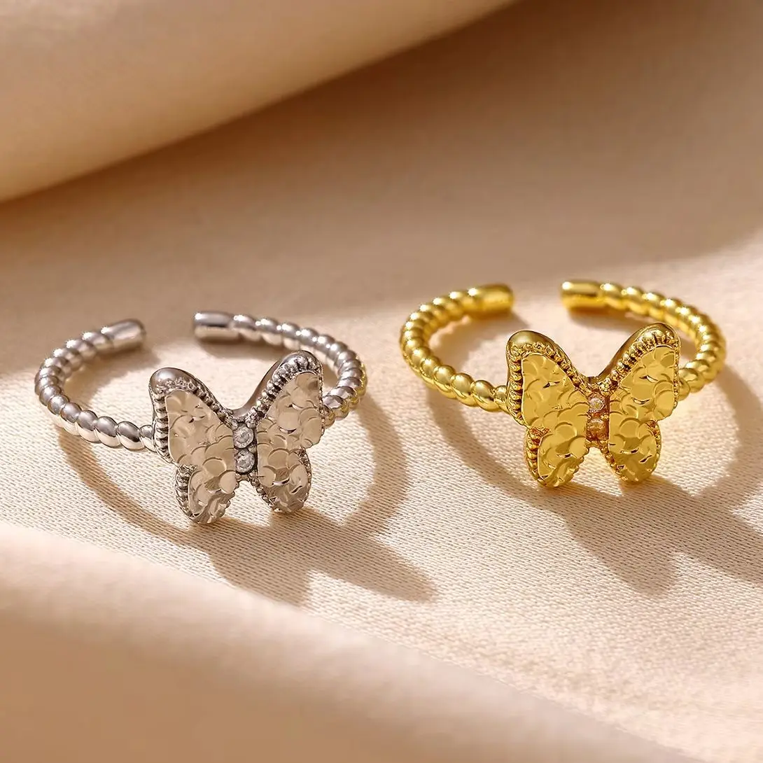 Exquisite Schmetterlings-Zirkonringe für Damen, verstellbarer klassischer Ring für Hochzeit, Alltag, luxuriöser Schmuck, Geschenke, Anillos