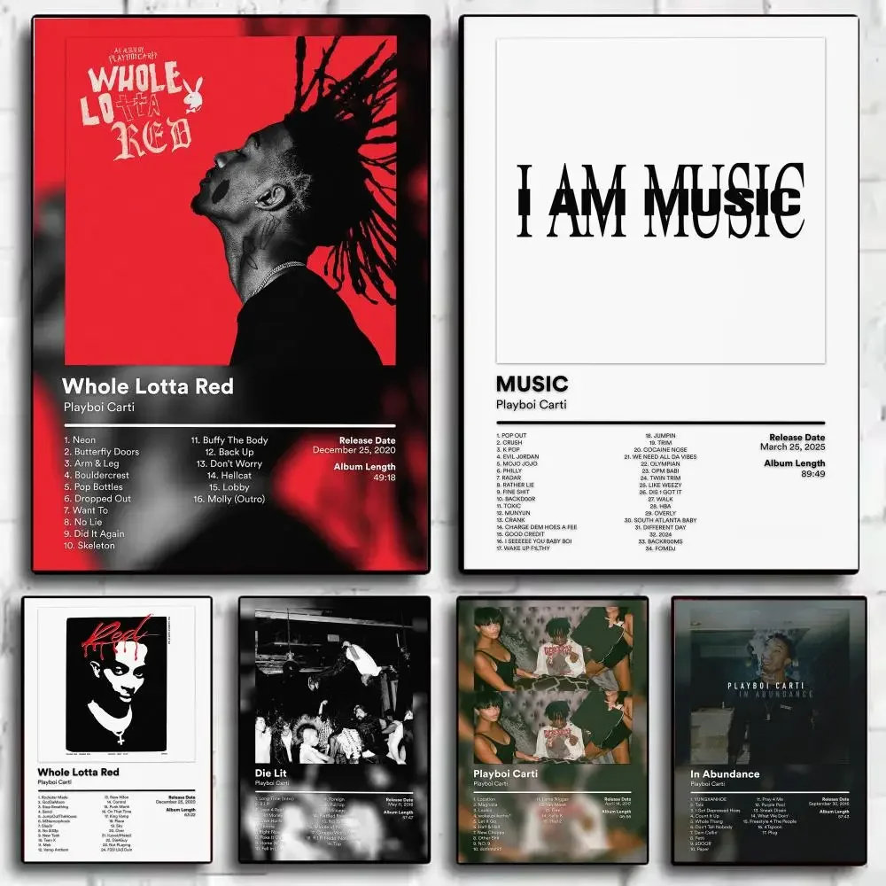 Rapper P-Playboi Carti Musikalbum-Poster Moderne Ästhetische Wandkunst Minimalistische Raumdekoration