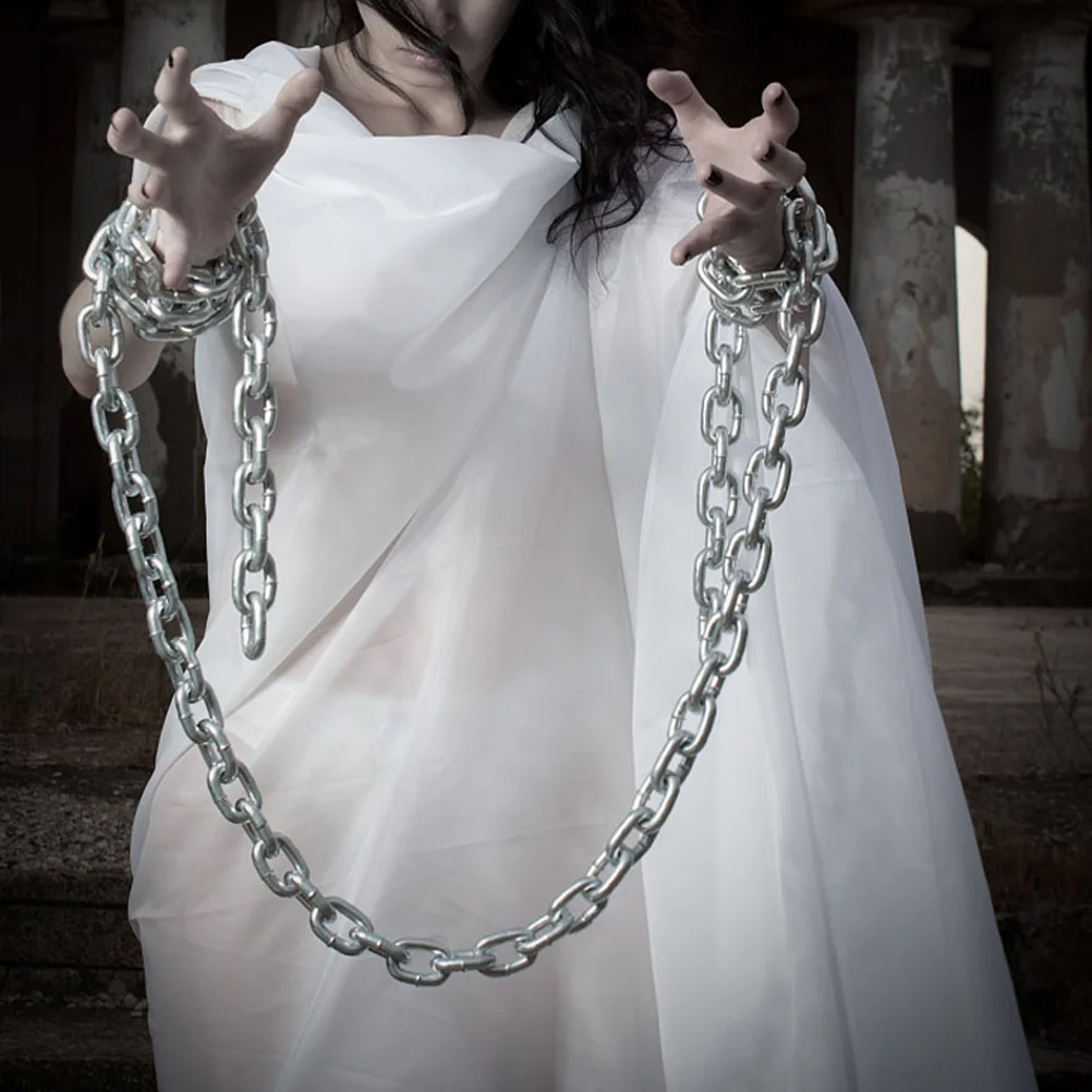 

2Pcs Fake Prison Chains Halloween Decor Realistic Plastic Chain Props for Themed Parties Horror Decorations Creepy Costume
