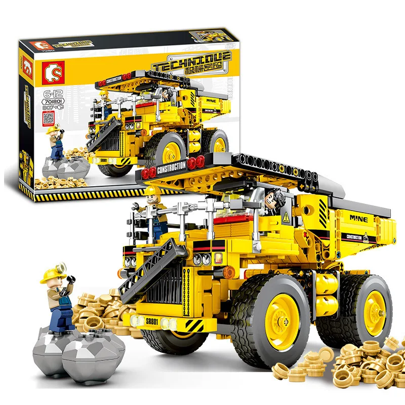 

807 pcs Mechanical Code: Mine Transporter (TECHINQUE) 701801 the mechanical series building block Assembling Bricks For Kids