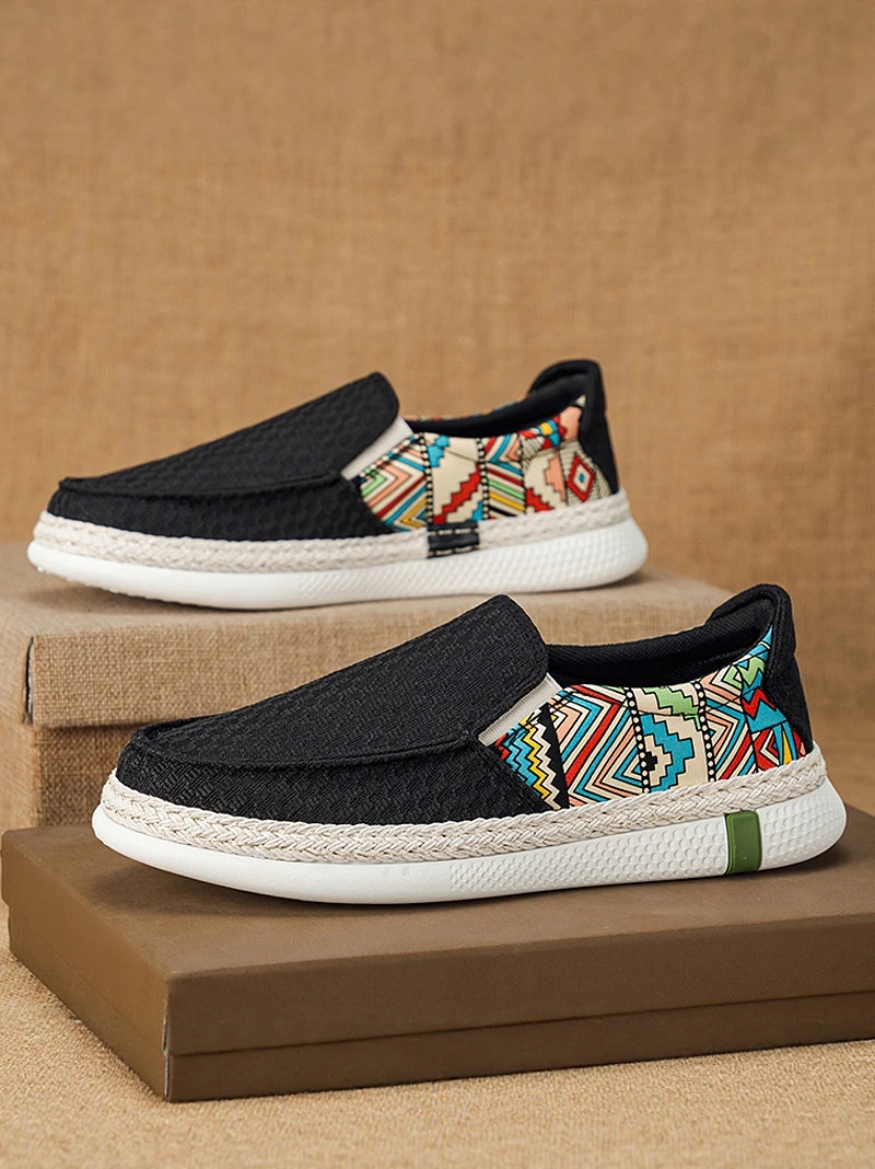 beijing-men's-canvas-shoes-breathable-anti-odor-lightweight-comfortable-slip-on-fishing-style-shoes-sporty-flat-round-toe-thi