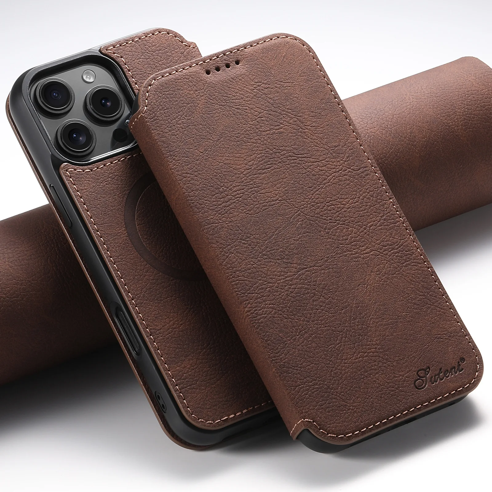 Magnetic Wireless Charging Case for iPhone 18 17 16 15 14 13 12 Pro Max Plus Shockproof Leather Wallet Card Slots Flip Cover
