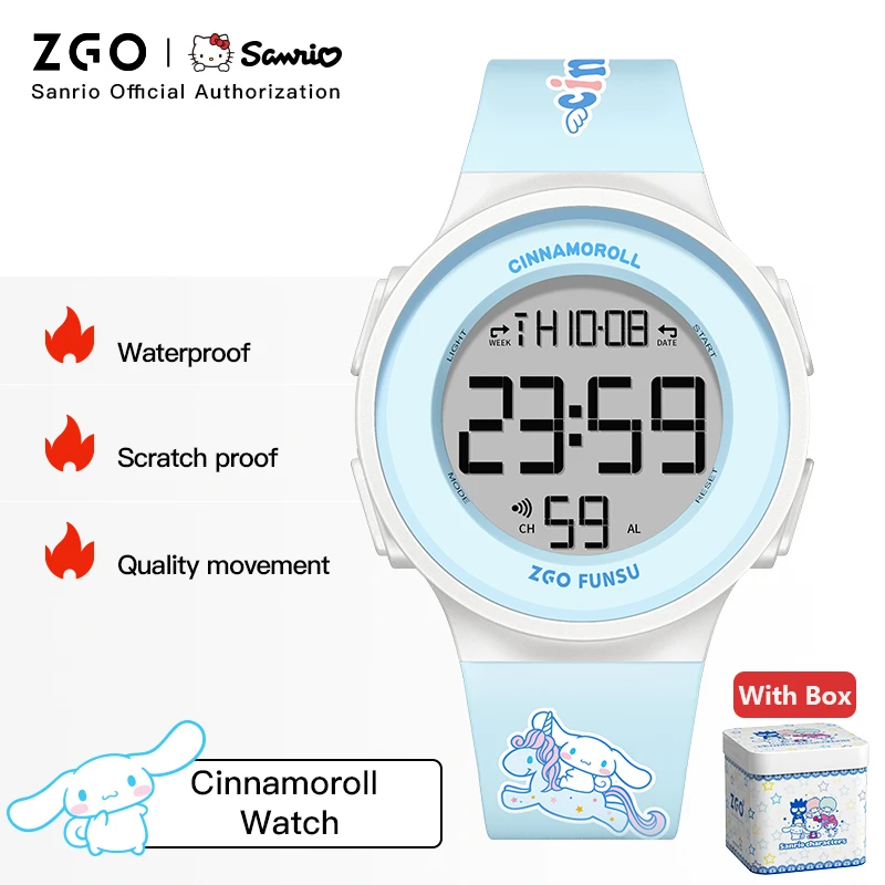 Zgo X Sanrio Cinnamoroll watches boy girl multifunction waterproof electronic digital watch kids girl 8551