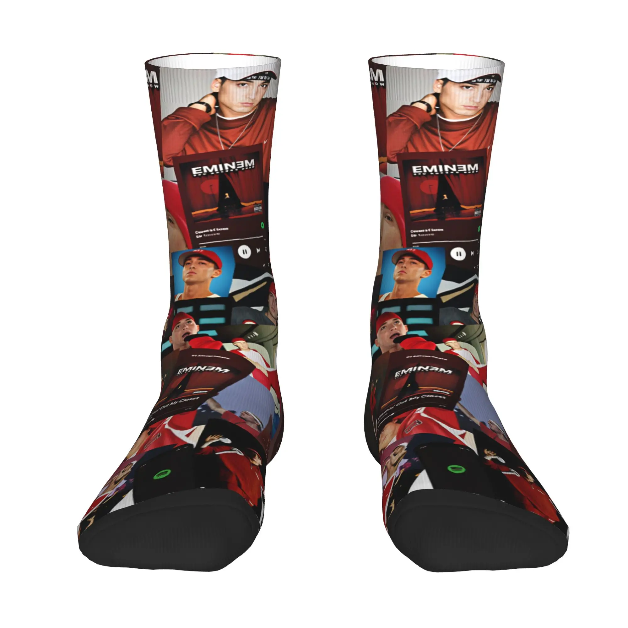 E-Eminems Collage Pop Music Mens Crew Socks Unisex Kawaii 3D Printing Hip Hop Rapper Dress Socks