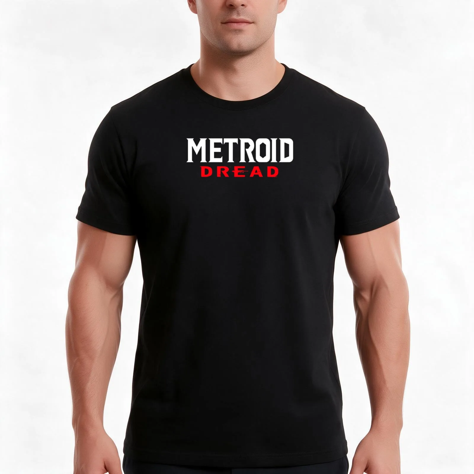 Metroid Dread Logo T-Shirt, Summer Casual Cotton Tee, Oversized Streetwear Tops, Vintage Graphic Print, Loose Fit Short Sleeve