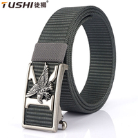 TUSHI New Metal Automatic Buckle Mens Nylon Tactical Belts For Men Adjustable Trousers Waistband Outdoor Sports Belt Quick Dry