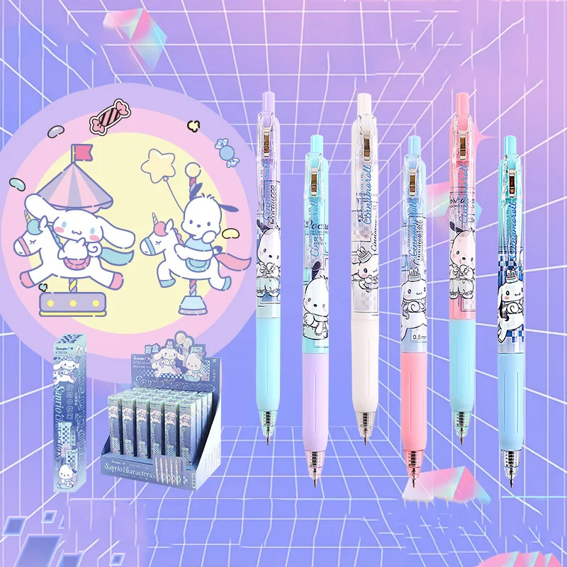 

24pcs/lot Sanrio Pochacco Cinnamoroll Erasable Gel Pen Cute 0.5mm Blue Ink Neutral Pens Promotional Gift Office School Supplies