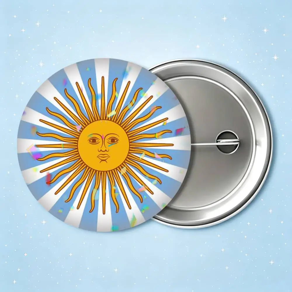 La Albiceleste Argentina Flag 25 32 44 58 75mm Badges Personalized Round Brooches Pins Accessory Gift