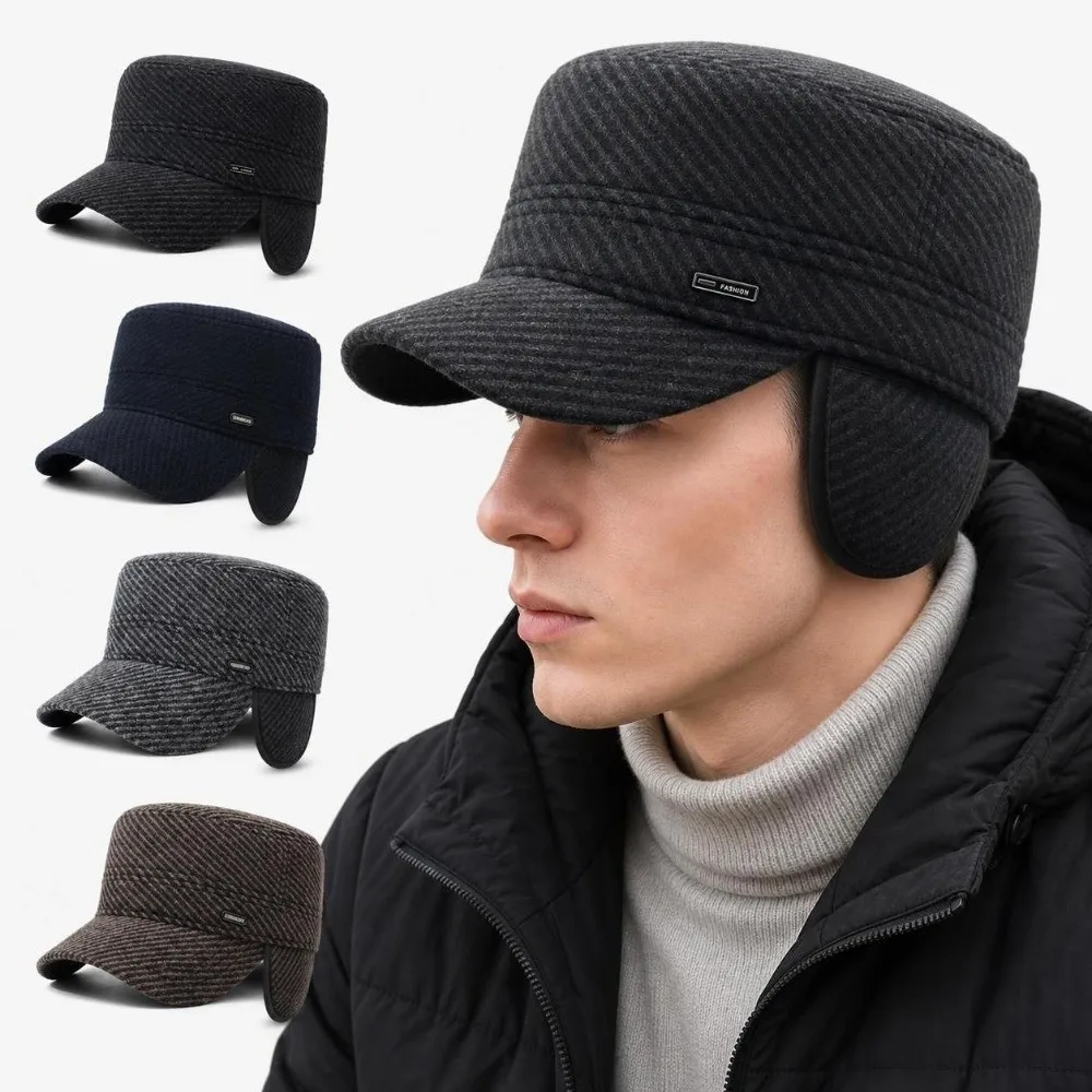 Casual Ear Protection Winter Hat Windproof Warm Earmuffs Hat Thick Adjustable Baseball Cap Outdoor