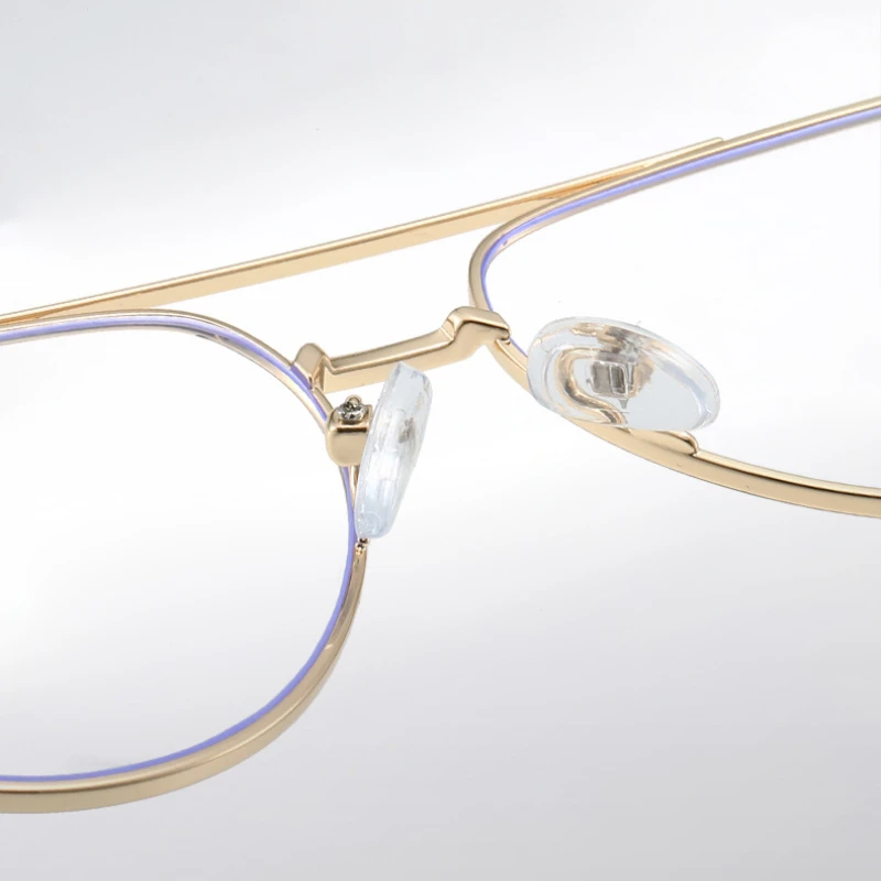 VICKY Double Bridge Anti-Blue Light Reading Glasses Men\'s Metal Pilot Style Leisure Travel Customized Prescription Myopia RS6912