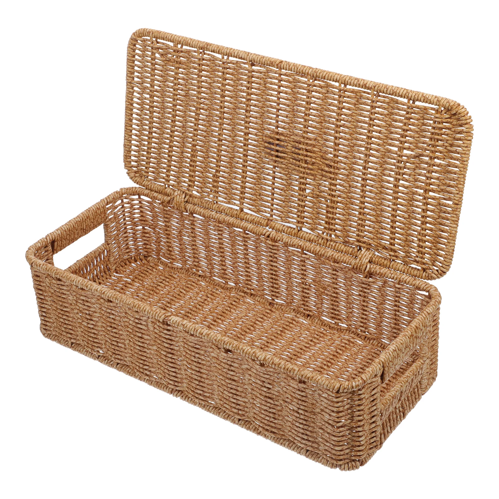 

Desktop Woven Basket Compact Storage Organizer for Toiletries Magazines Cosmetics Natural Fiber Container Household Decorative
