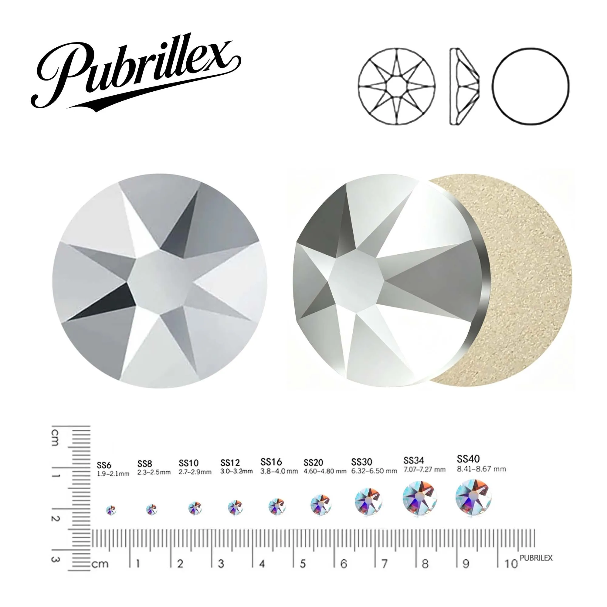 PUBRILEX Light Chrome No Hot-fix Shimmer Rhinestones Flat Back XIRIUS Rose Glas-Klebekristalle für Taschen, Kleidung und Dekoration – Detail 1