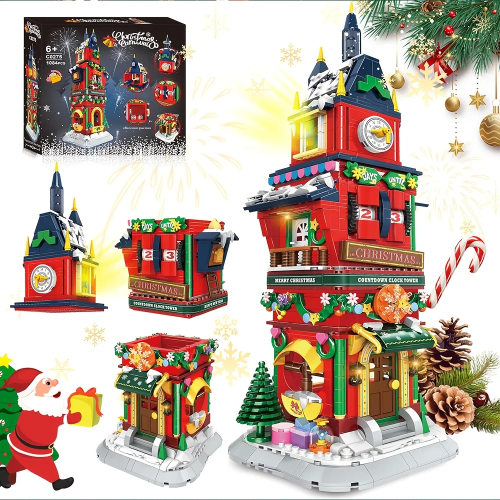 

1084 pieces Christmas Tower Christmas Series DIY Kits Collect Artworks, Best gifts for Christmas, Birthdays and New Year