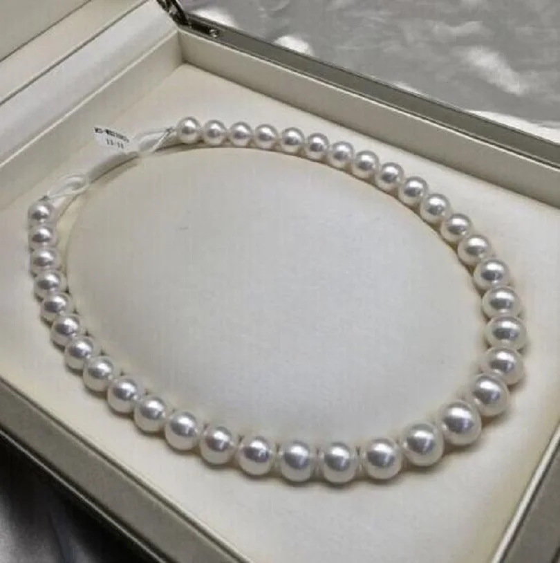 Authentic NATural AAAAA 9-10mm Australian South Sea White Round Pearl Necklace 14K