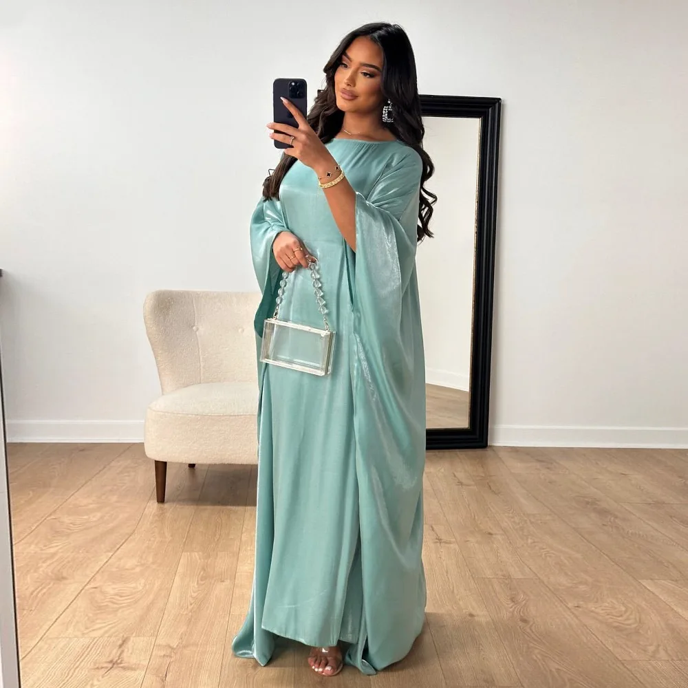 Robe Maxi Brillante Musulmane de Luxe, Tenue de Ramadan Eid Marocain, Abaya de Dubaï, Kebaya, Kaftan, Chauve-Souris, Été