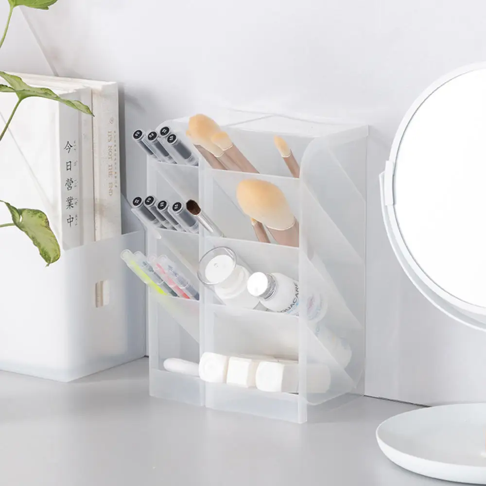 Transparent Desktop Pen Holder Scrub Simple Storage Box Multi-function Office Student Stationery Storage Tube