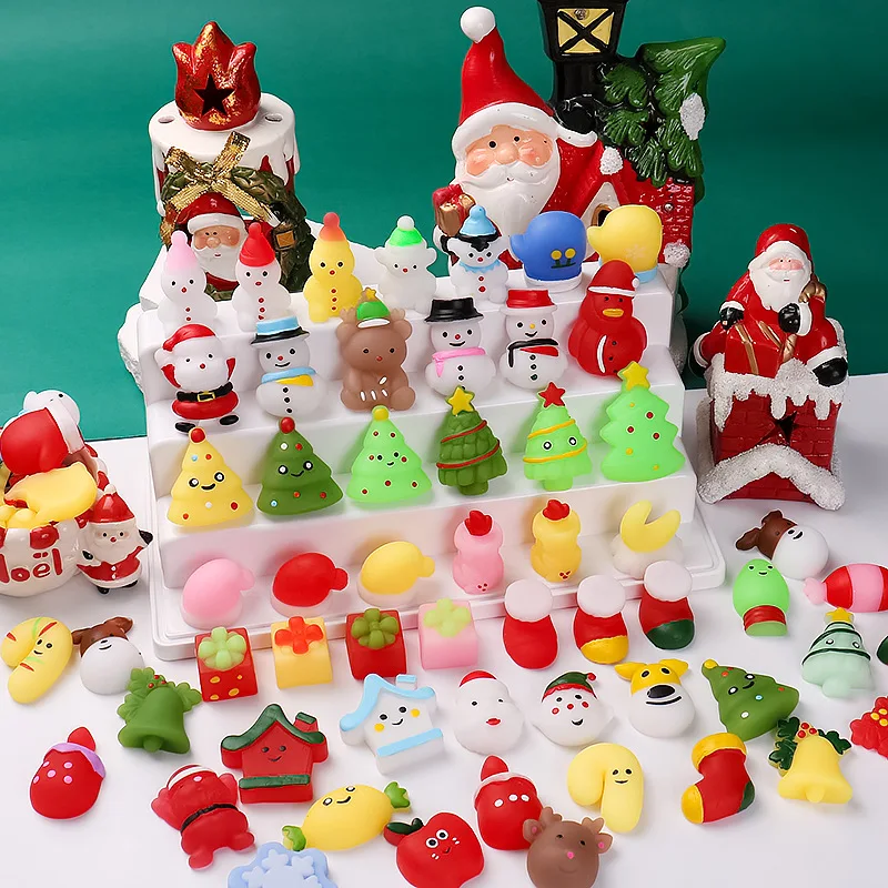 Mini Mochi Squishies Santa Claus Snowman Christmas Tree Party Favor Toys Stress Relief Novelty Fidget Toys Christmas Gifts