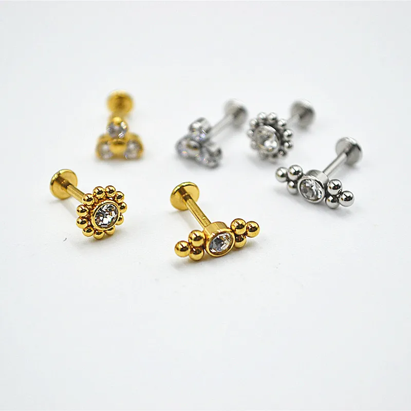 

50Pcs Body Piercing jewelry- 16G Ball Gem Lip Bar Labret Stud Monroe Tragus Piercing Ear Helix Cartilage Earrin