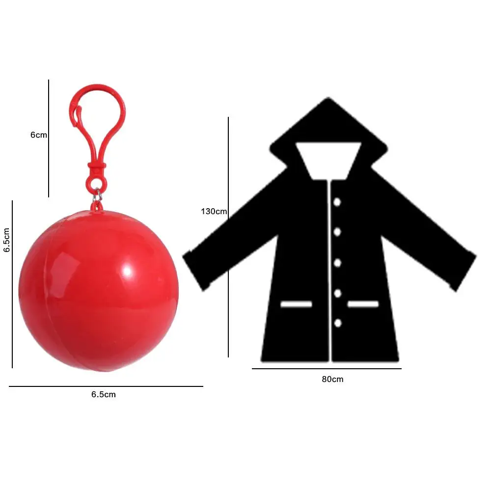 Portable Waterproof Disposable Raincoat Hood Poncho Keyring Ball Raincoat Ball Colorful Emergency Rain Ponchos Unisex