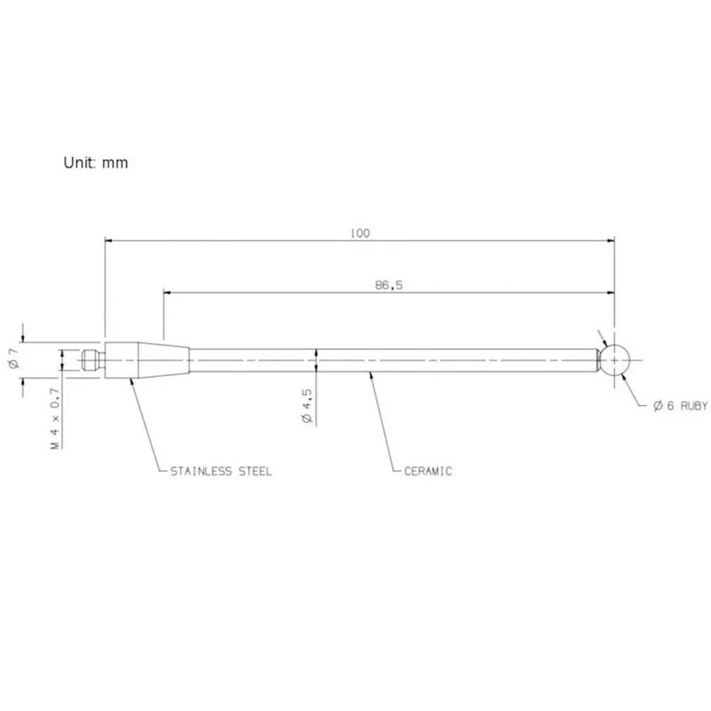 Imagem -03 - Cmm-touch Probe Stylus Ball Rubine Ball Cnc Ponta Cerâmica Eixo Acessórios de Teste 100 mm Comprimento A50003712