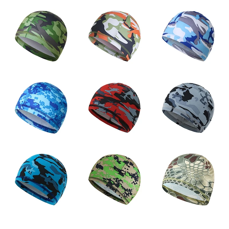 Summer Swimming Cap Plus Size Adult Ear Protection Long Hair Cover Outdoor Sports Bathing Caps Brimless Turban Beach Hats Camo