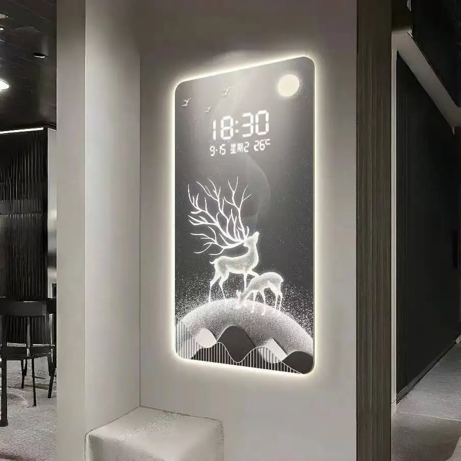 

Living room dining room decoration electronic clock digital display screen creative LED light meter wall clock