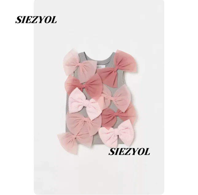Japanese Style Bow Knitted Vest for Women Summer New Sweet Girls Clothes Fashion Versatile Mesh Sleeveless Tank Tops