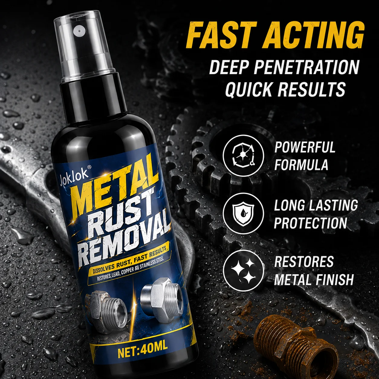 New Rust Remover Spray - Powerful Metal Polish, Scratch-Free, No Power Needed, Ideal for Cars, Motorcycles, Boats