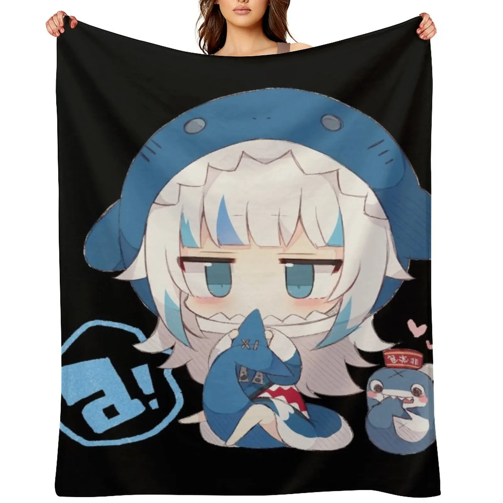 

Gawr Gura Throw Blanket Retros Flannel warm winter Fashion Sofas Blankets