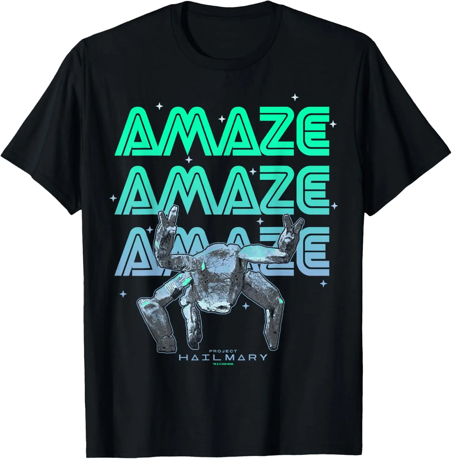 Project Hail Mary Amazing Rocky The Alien Neon Portrait Graphic Tees and T Shirts for Women Men