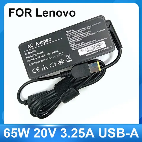 65W 20V 3,25A USB AC Laptop Ladegerät Power Adapter Für Lenovo Thinkpad X301S X230S G500 G405 X1 Carbon E431 E531 T440s