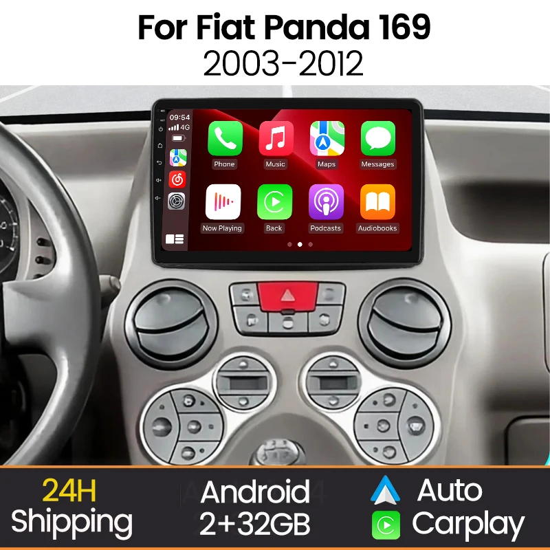 MEKEDE Car Radio Android Screen For Fiat Panda 169 2003- 2012 Wireless Carplay Auto WIFI BT RDS Car Multimedia Video Player