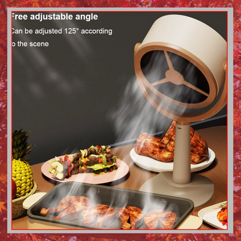 Desktop Mini Portable USB Charging Range Hood Strong Suction Oil Fume Extractor 125° Adjustable for Indoor BBQ/Hot Pot
