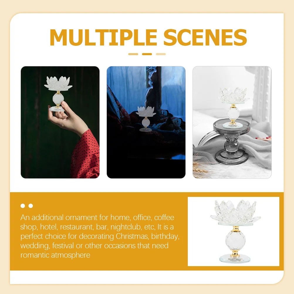 

Crystal Candleholder Lotus Shape Elegant Stick Essential Oil Aroma Indoor Party Wedding Holder Candleholder Decor